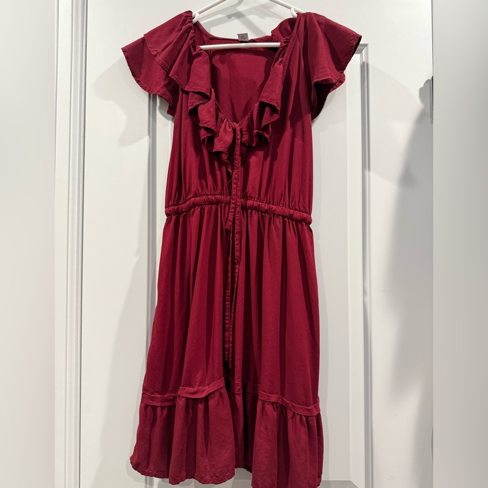 Ruffled Burgundy Dress